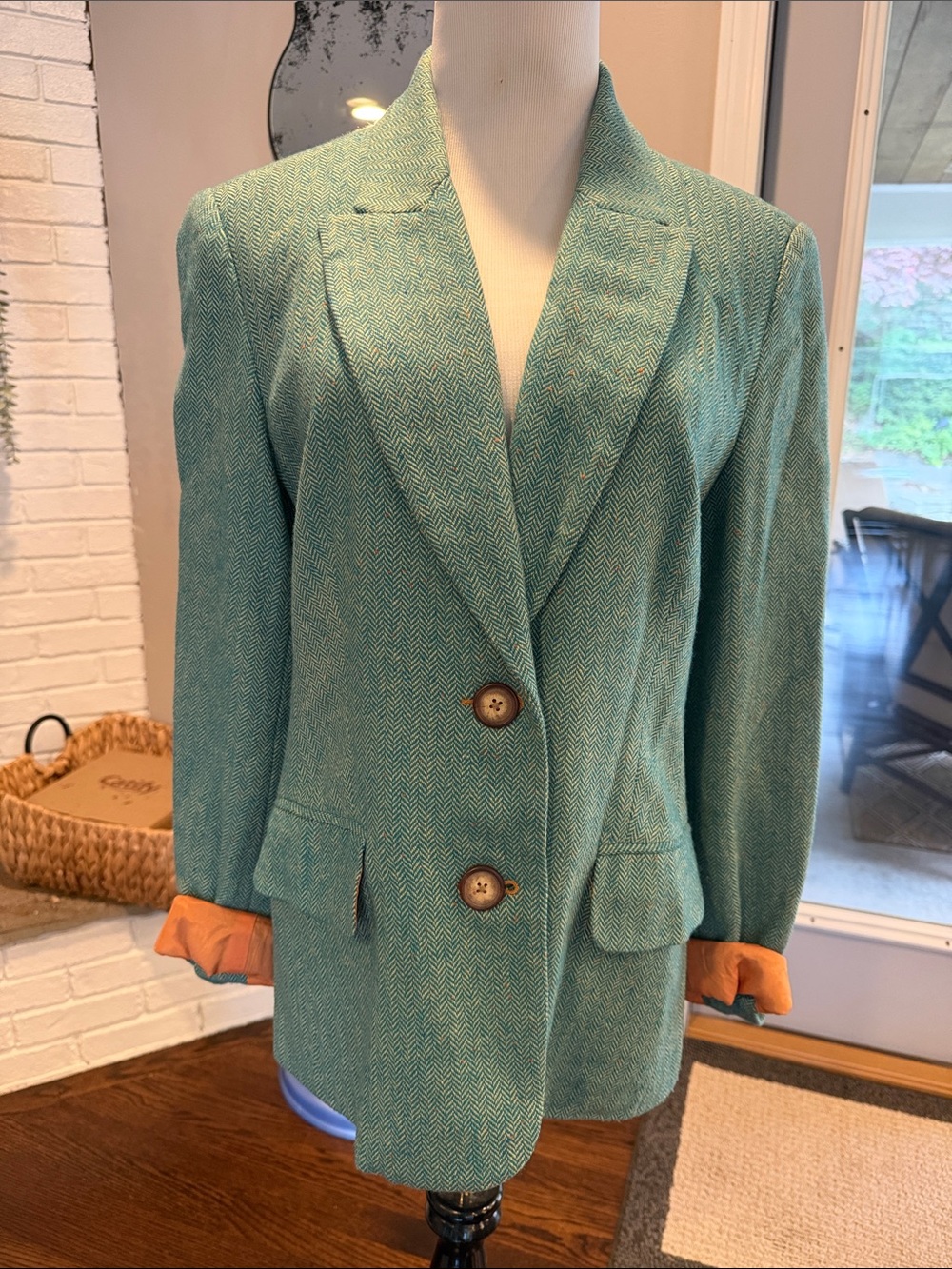 Sundance Wool Viscose Herringbone Blazer | Size S